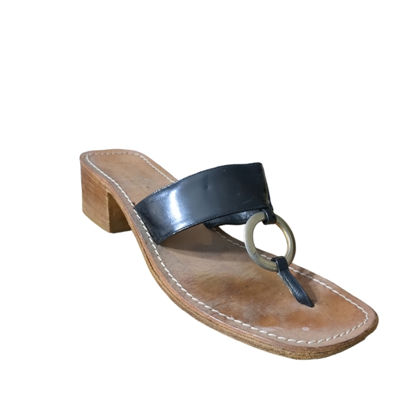 FABIOS PALM Beach Black Leather Sandals Size 40. - Picture 5 of 16